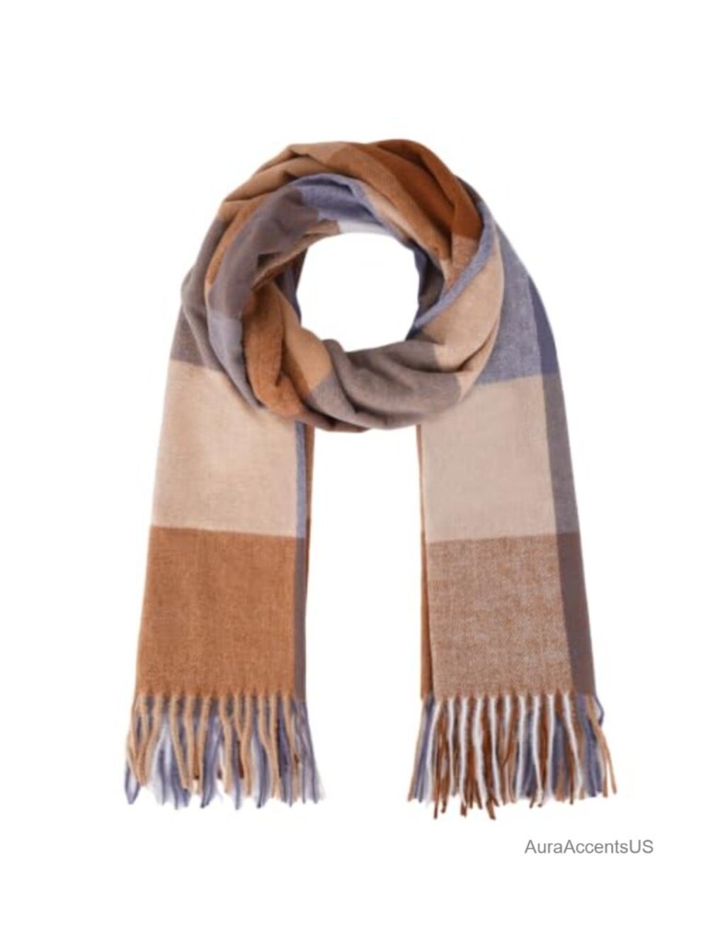 Women's Plaid Winter Scarf Shawl Wrap Tassel Fringe 100% Polyester
